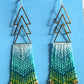 Gradient Aqua Beaded Fringe Earrings