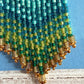 Gradient Aqua Beaded Fringe Earrings