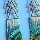 Gradient Aqua Beaded Fringe Earrings