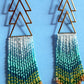 Gradient Aqua Beaded Fringe Earrings