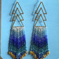 Gradient Blue Beaded Fringe Earrings