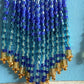 Gradient Blue Beaded Fringe Earrings
