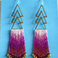Gradient Pink Beaded Fringe Earrings