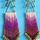 Gradient Pink Beaded Fringe Earrings