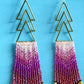 Gradient Pink Beaded Fringe Earrings