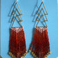Gradient Red Beaded Fringe Earrings