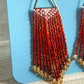 Gradient Red Beaded Fringe Earrings