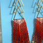Gradient Red Beaded Fringe Earrings