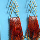 Gradient Red Beaded Fringe Earrings