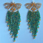 Brass Moth Beaded Fringe Earrings