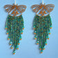 Brass Moth Beaded Fringe Earrings