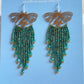 Brass Moth Beaded Fringe Earrings