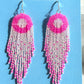 Pink Beaded Fringe Earrings