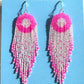 Pink Beaded Fringe Earrings