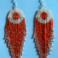 Red Beaded Fringe Earrings