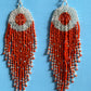 Red Beaded Fringe Earrings