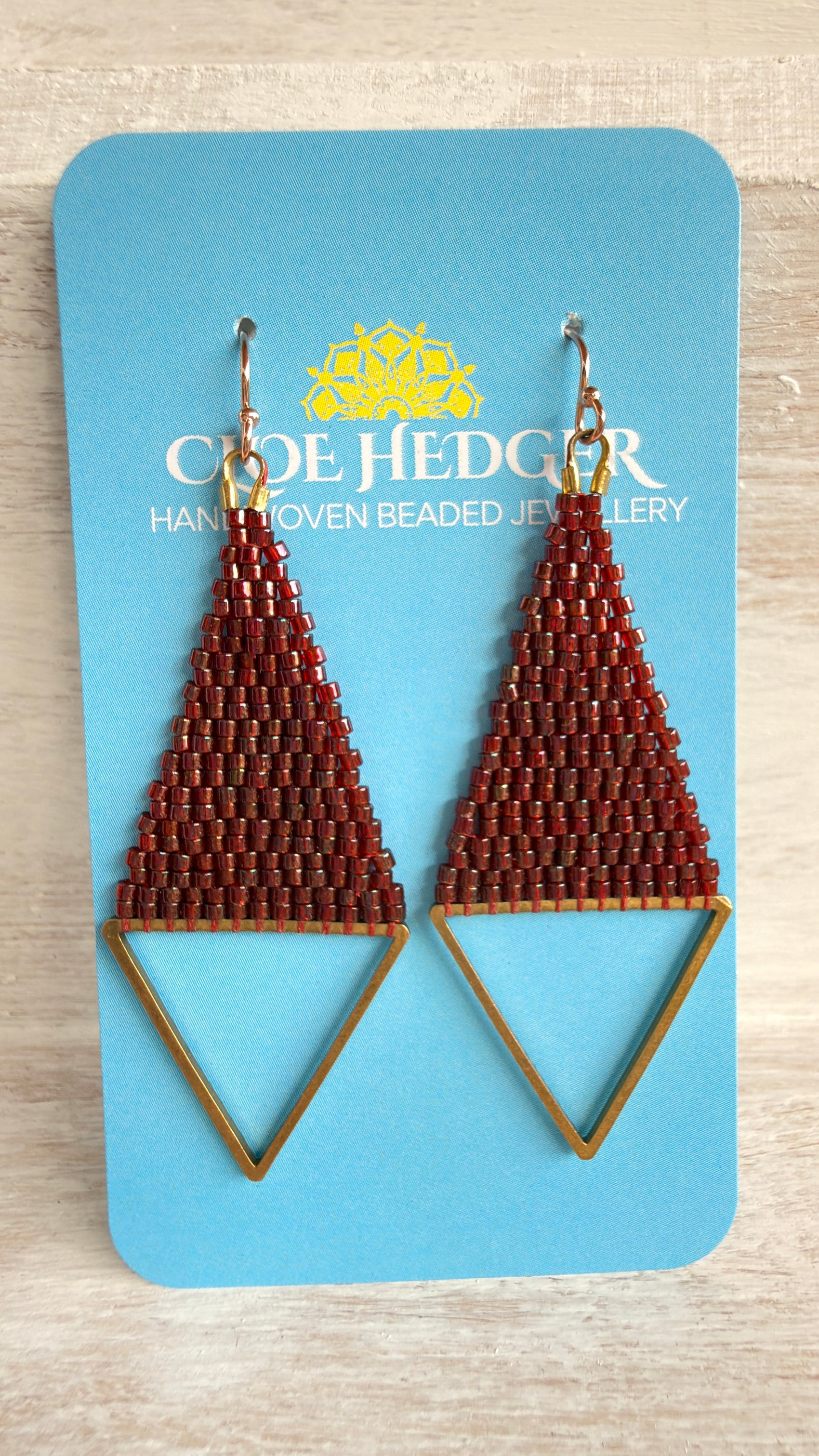 Brass Triangle Woven Earrings