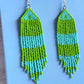 Blue Green Fringe Earrings