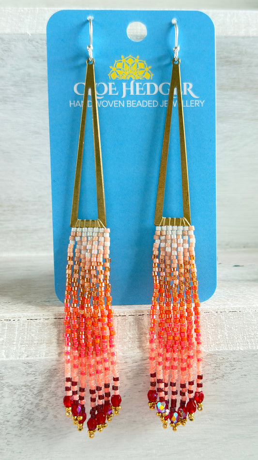Gradient Sunset Beaded Fringe Earrings
