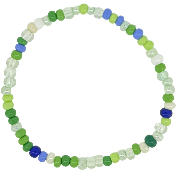 Forest Mist Bracelet – Green and Clear Glass Seed Bead Bracelet