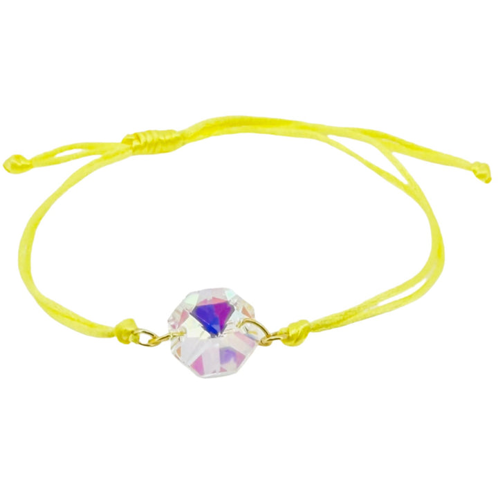 Sunshine Sparkle Crystal Bracelet 🌟✨ Silky Satin Adjustable Cord Yellow