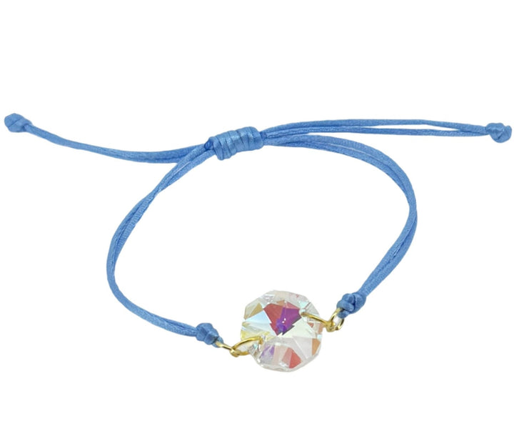 Sky Crystal Bracelet 🌟✨ Silky Satin Adjustable Cord in Blue