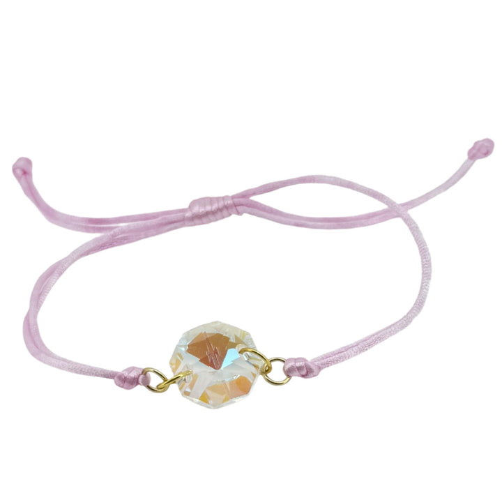 Blush Crystal Bracelet 🌸✨ Silky Satin Adjustable Cord in Pink