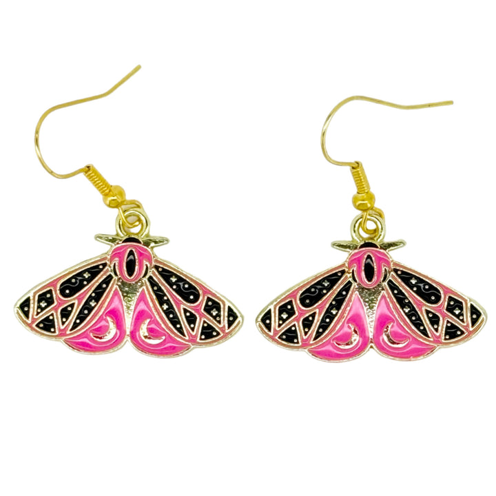 Cosmic Moth Earrings 🌙💖 (Pink Version)