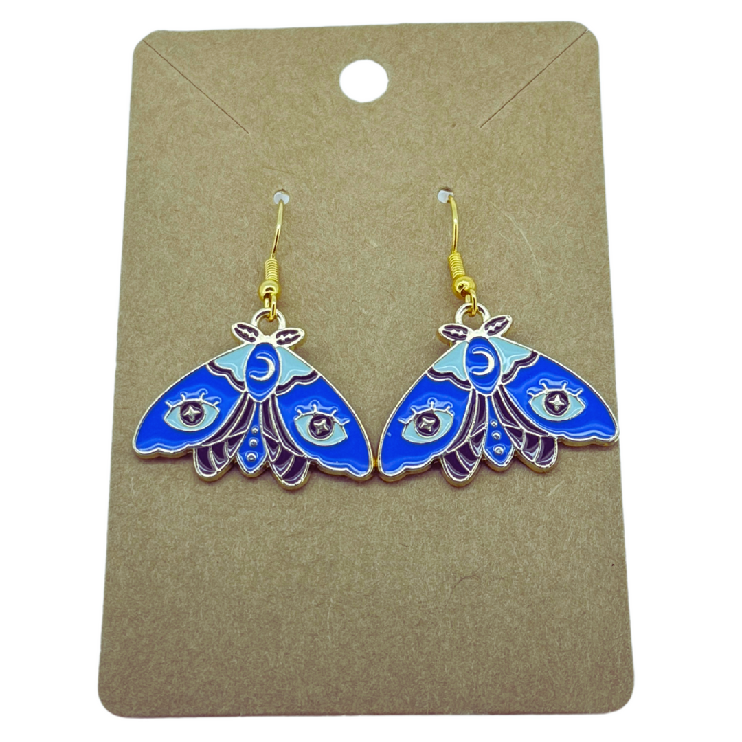 Cosmic Moth Earrings 🌙💙 (Blue Version)