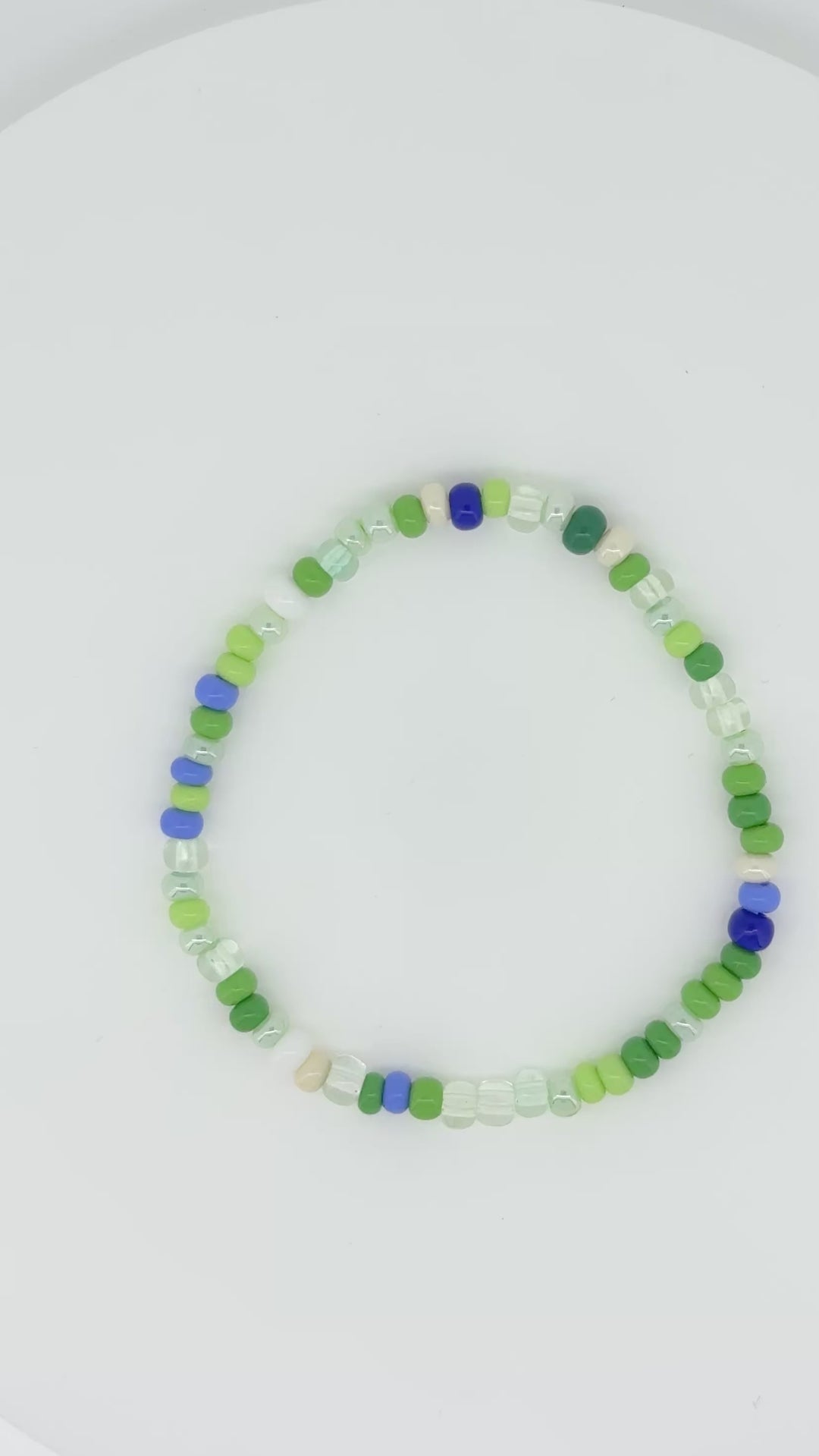 Forest Mist Bracelet – Green and Clear Glass Seed Bead Bracelet