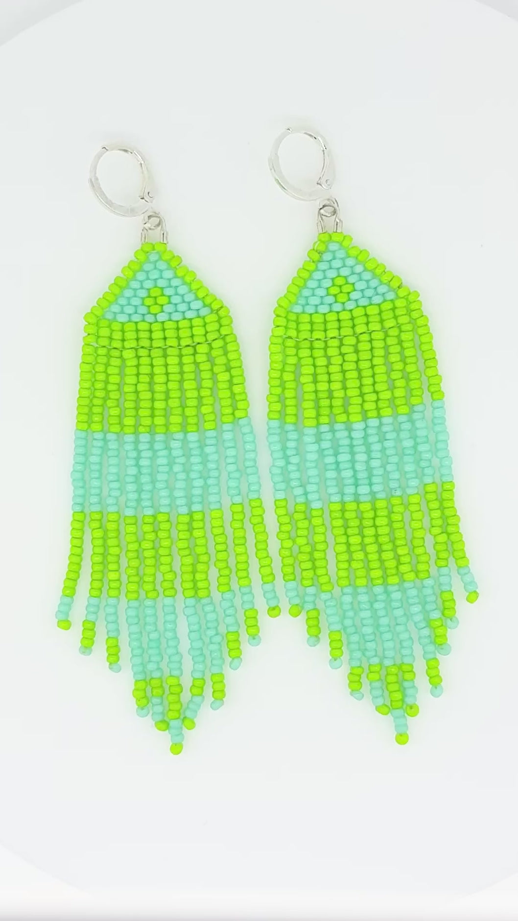 Ocean Breeze Fringe Earrings – Fresh Green and Blue Beaded Earrings