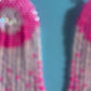 Pink Beaded Fringe Earrings