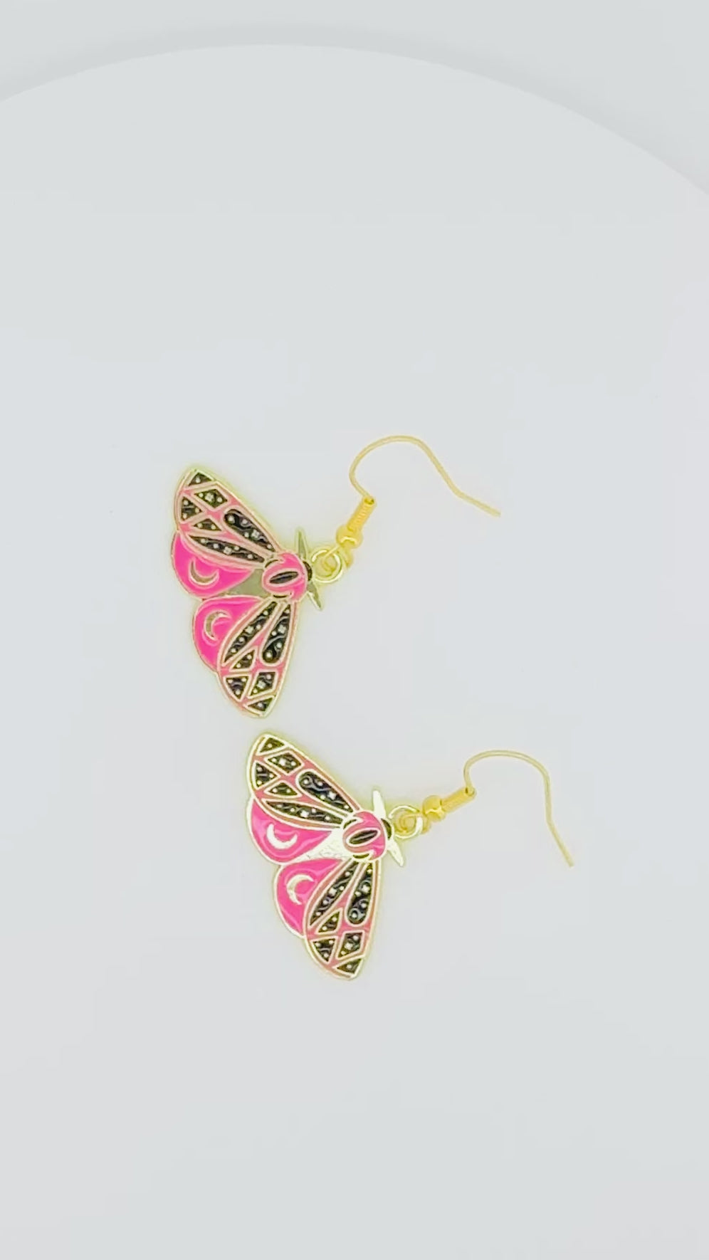 Cosmic Moth Earrings 🌙💖 (Pink Version)